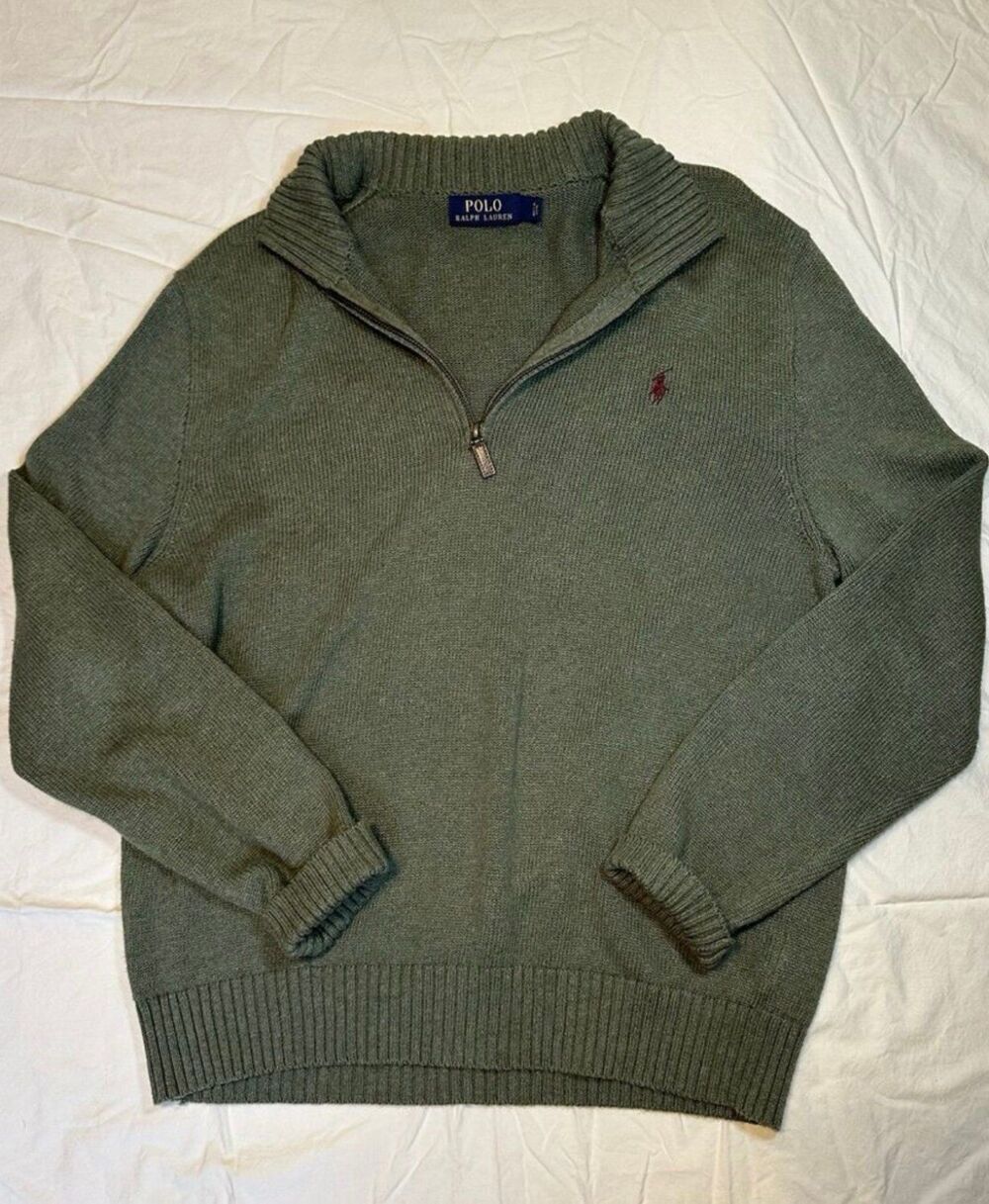 Polo Ralph Lauren Sage green cotton zip up pullover